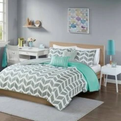 Intelligent Design Chevron Darcy Quilted Coverlet Set Multiple Piece - JLA Home Teal