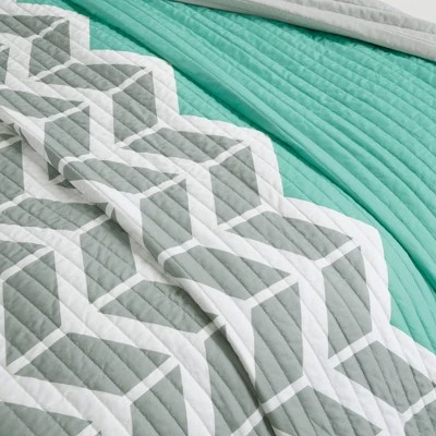 Intelligent Design Chevron Darcy Quilted Coverlet Set Multiple Piece - JLA Home Teal 6 Intelligent Design Chevron Darcy Quilted Coverlet Set Multiple Piece - JLA Home Teal - Image 4