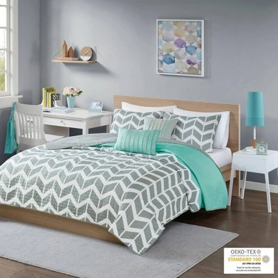 Intelligent Design Chevron Darcy Quilted Coverlet Set Multiple Piece - JLA Home Teal 10 Intelligent Design Chevron Darcy Quilted Coverlet Set Multiple Piece - JLA Home Teal - Image 8