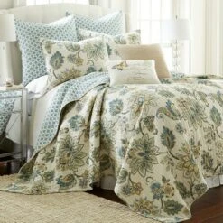Palladium Grey Floral Quilt Set - Levtex Home -QUILTS Sales unnamed file 1093