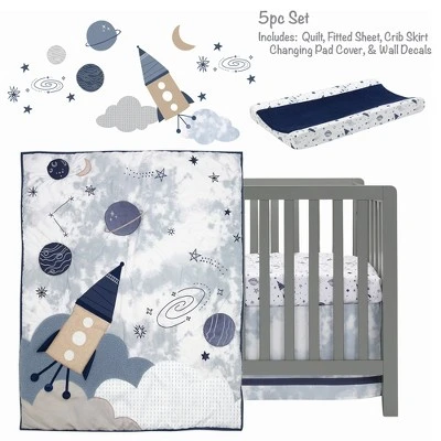 Lambs & Ivy Sky Rocket 5-Piece Blue Galaxy/Space Nursery Baby Crib Bedding Set 3 Lambs & Ivy Sky Rocket 5-Piece Blue Galaxy/Space Nursery Baby Crib Bedding Set
