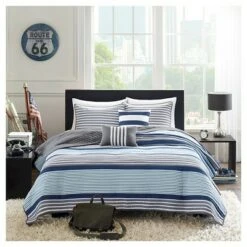 Intelligent Design Blain Quilted Coverlet Set Blue