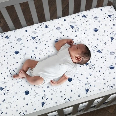 Lambs & Ivy Sky Rocket 5-Piece Blue Galaxy/Space Nursery Baby Crib Bedding Set 6 Lambs & Ivy Sky Rocket 5-Piece Blue Galaxy/Space Nursery Baby Crib Bedding Set - Image 4