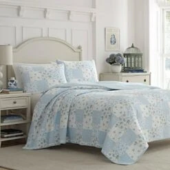 Blue Keena Quilt Set - Laura Ashley -QUILTS Sales unnamed file 1167