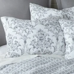 Asher Grey Floral Quilt and Pillow Sham Set - Levtex Home