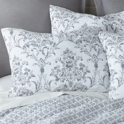 Asher Grey Floral Quilt and Pillow Sham Set - Levtex Home 3 Asher Grey Floral Quilt and Pillow Sham Set - Levtex Home