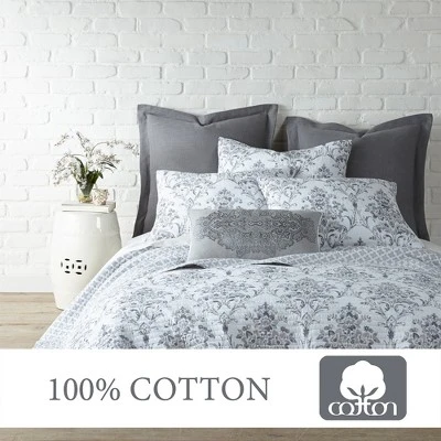 Asher Grey Floral Quilt and Pillow Sham Set - Levtex Home 4 Asher Grey Floral Quilt and Pillow Sham Set - Levtex Home - Image 2