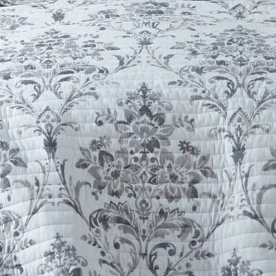 Asher Grey Floral Quilt and Pillow Sham Set - Levtex Home 5 Asher Grey Floral Quilt and Pillow Sham Set - Levtex Home - Image 3