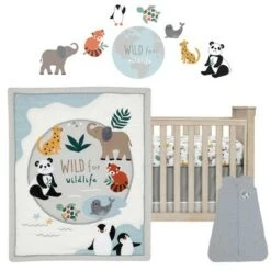 Lambs & Ivy Wild Life 5-Piece Baby Crib Bedding Set - Protect the Animals