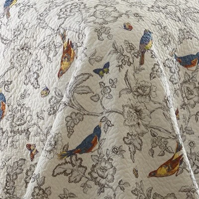 Mockingbird Toile Quilt and Pillow Sham Set - Levtex Home 6 Mockingbird Toile Quilt and Pillow Sham Set - Levtex Home - Image 4