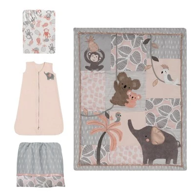 Lambs & Ivy Calypso 4-Piece Crib Bedding Set - Pink, Gray, Gold, Animals, Jungle 3 Lambs & Ivy Calypso 4-Piece Crib Bedding Set - Pink, Gray, Gold, Animals, Jungle