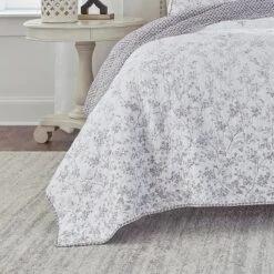 Flora Quilt & Sham Set - Laura Ashley Gray -QUILTS Sales unnamed file 1353