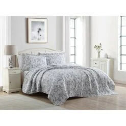 Branch Toile Quilt Set - Laura Ashley Gray -QUILTS Sales unnamed file 1357