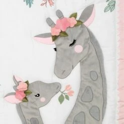 Lambs & Ivy Giraffe and a Half Pink/Gray 4-Piece Nursery Baby Crib Bedding Set -QUILTS Sales unnamed file 140