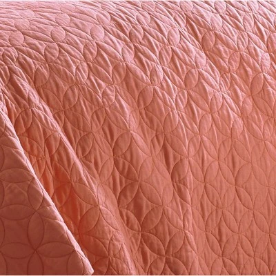 Solid Reversible Quilt Set Coral - Laura Ashley 6 Solid Reversible Quilt Set Coral - Laura Ashley - Image 4