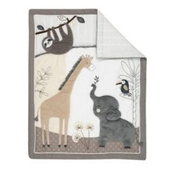 Lambs & Ivy Baby Jungle Animals 4-Piece Gray/White/Taupe Crib Bedding Set -QUILTS Sales unnamed file 145