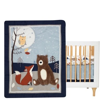 Lambs & Ivy Sierra Sky Blue/Gray Woodland Nursery 3-Piece Baby Crib Bedding Set 3 Lambs & Ivy Sierra Sky Blue/Gray Woodland Nursery 3-Piece Baby Crib Bedding Set