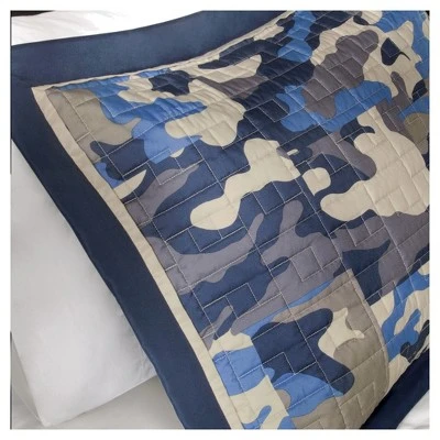 Mi Zone Liam Camouflage Print Quilted Coverlet Set - Blue 6 Mi Zone Liam Camouflage Print Quilted Coverlet Set - Blue - Image 4