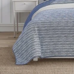Call Me Wavy Quilt & Sham Set Navy - Scout Home -QUILTS Sales unnamed file 1567