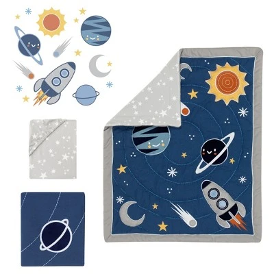 Lambs & Ivy Milky Way Space Galaxy 4-Piece Baby Nursery Crib Bedding Set - Blue/Gray 3 Lambs & Ivy Milky Way Space Galaxy 4-Piece Baby Nursery Crib Bedding Set - Blue/Gray