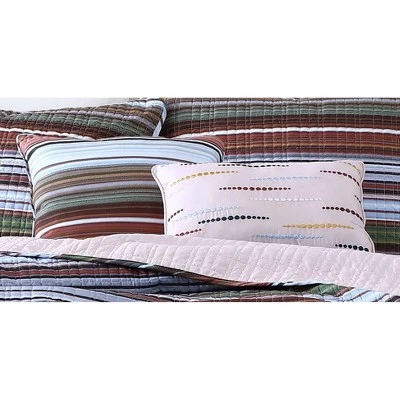 Haze Stripe 5pc Quilt Set - Geneva Home Fashion Multicolored 3 Haze Stripe 5pc Quilt Set - Geneva Home Fashion Multicolored