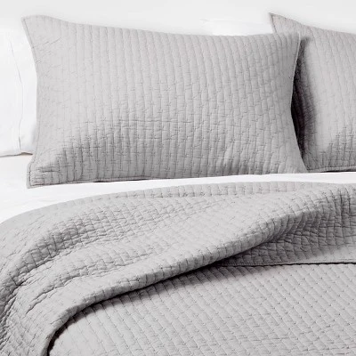 Gray Solid Quilt and Sham Set (Twin) 2pc - The Industrial Shop 4 Gray Solid Quilt and Sham Set (Twin) 2pc - The Industrial Shop - Image 2