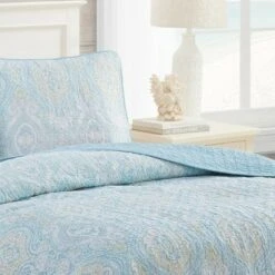 Twin Turtle Cove Quilt & Sham Set Light Turquoise/Aqua - Tommy Bahama -QUILTS Sales unnamed file 1729