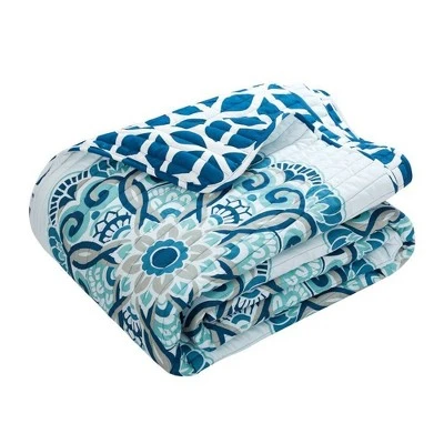 Chic Home Design Miranda Quilt & Sham Set Blue 3 Chic Home Design Miranda Quilt & Sham Set Blue