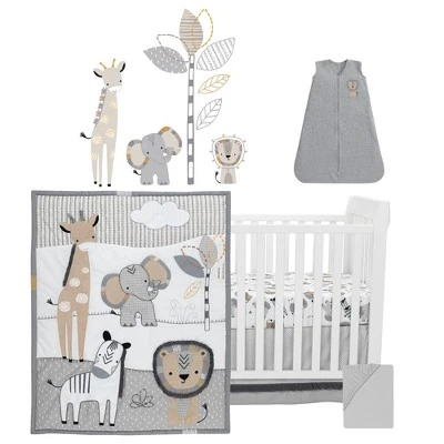Lambs & Ivy Jungle Safari Gray/Tan/White Nursery 6-Piece Baby Crib Bedding Set 3 Lambs & Ivy Jungle Safari Gray/Tan/White Nursery 6-Piece Baby Crib Bedding Set