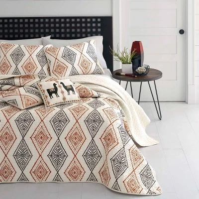 Beige Cusco Rhombus Quilt Set (Twin) - Azalea Skye 3 Beige Cusco Rhombus Quilt Set (Twin) - Azalea Skye