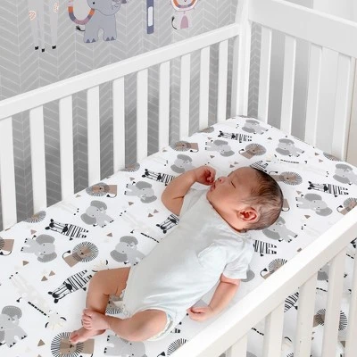 Lambs & Ivy Jungle Safari Gray/Tan/White Nursery 6-Piece Baby Crib Bedding Set 4 Lambs & Ivy Jungle Safari Gray/Tan/White Nursery 6-Piece Baby Crib Bedding Set - Image 2