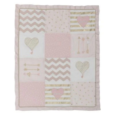 Lambs & Ivy Baby Love Pink/Gold Girl Heart 4 Piece Crib Bedding Set 4 Lambs & Ivy Baby Love Pink/Gold Girl Heart 4 Piece Crib Bedding Set - Image 2