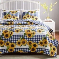 Sunflower Quilt & Sham Set Gold/Blue - Greenland Home Fashions 11 Sunflower Quilt & Sham Set Gold/Blue - Greenland Home Fashions -QUILTS Sales unnamed file 1936
