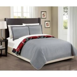 Chic Home Design Chase Quilt & Sham Set Black