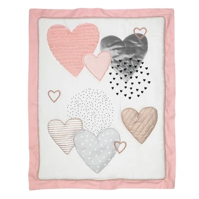 Lambs & Ivy Signature Heart to Heart 4-Piece Crib Bedding Set - Pink, Gray 7 Lambs & Ivy Signature Heart to Heart 4-Piece Crib Bedding Set - Pink, Gray - Image 5