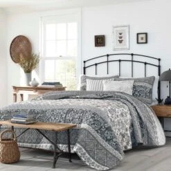 Abbey Reversible Quilt Set Gray - Stone Cottage -QUILTS Sales unnamed file 2001