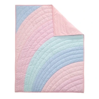 Lambs & Ivy Watercolor Pastel Pink/Mint Rainbow 5-Piece Baby Crib Bedding Set 4 Lambs & Ivy Watercolor Pastel Pink/Mint Rainbow 5-Piece Baby Crib Bedding Set - Image 2