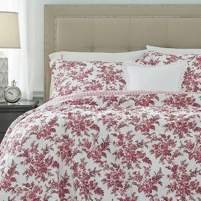 Annalise Quilt & Sham Set - Laura Ashley Coral Red 3 Annalise Quilt & Sham Set - Laura Ashley Coral Red