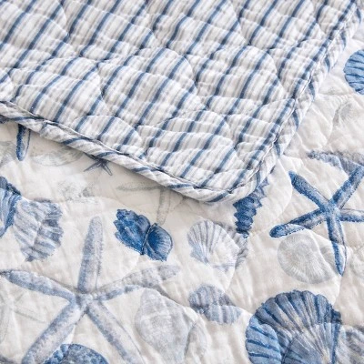 Laura Ashley - Sea Whispers Quilt & Sham Set Blue 4 Laura Ashley - Sea Whispers Quilt & Sham Set Blue - Image 2