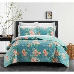 Carli Quilt Set Aqua/Coral - Chic Home Design 14 Carli Quilt Set Aqua/Coral - Chic Home Design -QUILTS Sales unnamed file 2145