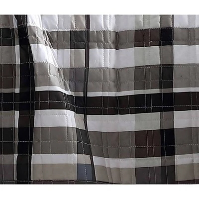 Maris Plaid 5pc Quilt Set - Geneva Home Fashion Black/gray/taupe 3 Maris Plaid 5pc Quilt Set - Geneva Home Fashion Black/gray/taupe