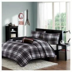 Mi Zone Shawn Plaid Quilted Coverlet Set - Black 14 Mi Zone Shawn Plaid Quilted Coverlet Set - Black -QUILTS Sales unnamed file 2156