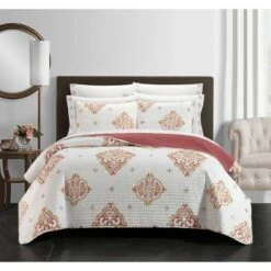 Alpine Quilt Set Coral/Gold/White - Chic Home Design 17 Alpine Quilt Set Coral/Gold/White - Chic Home Design -QUILTS Sales unnamed file 2175