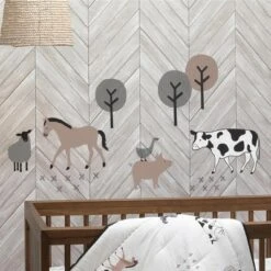Lambs & Ivy Baby Farm Animals 5-Piece White/Taupe Baby Crib Bedding Set -QUILTS Sales unnamed file 218
