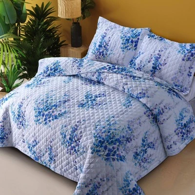 Jolie Printed Oversized Quilt Set - Azores Home Blue 4 Jolie Printed Oversized Quilt Set - Azores Home Blue - Image 2