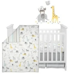 Lambs & Ivy Animal Jungle Cotton Jersey 4-Piece Crib Bedding Set - Multicolor
