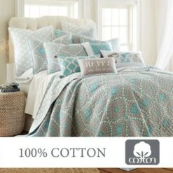 Gramercy Teal Quilt and Pillow Sham Set - Levtex Home -QUILTS Sales unnamed file 2363