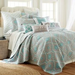Gramercy Teal Quilt and Pillow Sham Set - Levtex Home -QUILTS Sales unnamed file 2367
