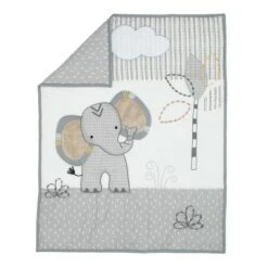 Lambs & Ivy Jungle Safari Elephant 3-Piece Mini Crib Bedding Set - Gray/White -QUILTS Sales unnamed file 238