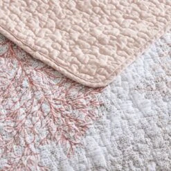 Laura Ashley - Saltwater Quilt & Sham Set Coral Pink -QUILTS Sales unnamed file 2424